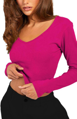 THE BLAZZE Casual Solid Women Pink Top
