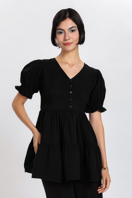 STENZO FASHION Casual Solid Women Black Top