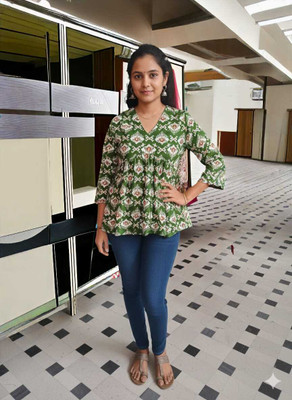 Fasonika Creation Casual Printed Women Green Top