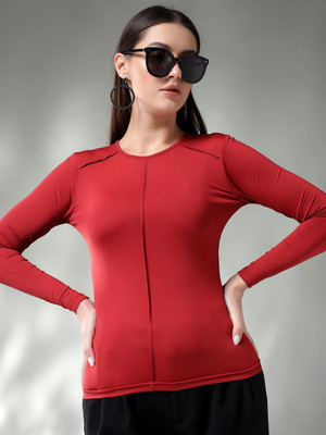 KOTTY Casual Solid Women Red Top