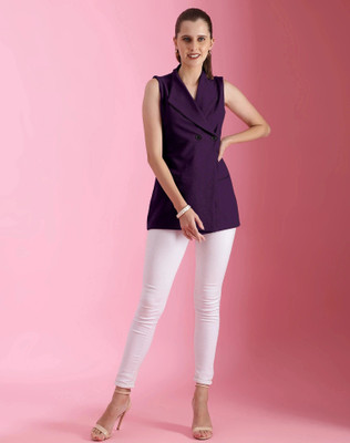 Selvia Casual Solid Women Purple Top