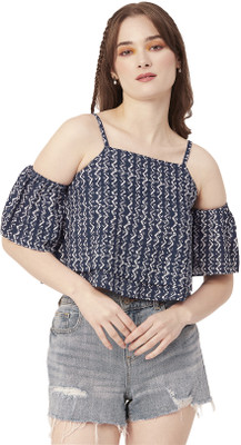 moomaya Casual Solid Women Blue Top