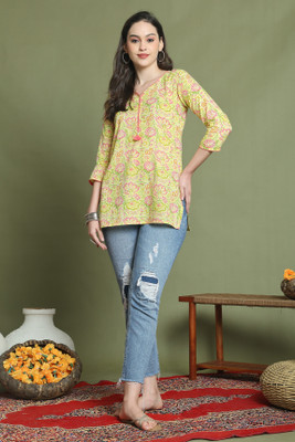 Rajnandini Casual Printed Women Yellow Top
