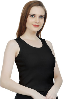 Fasska Casual Self Design Women Black Top