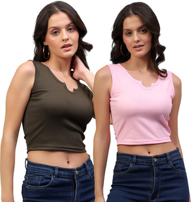 FASHA Casual Self Design Women Brown, Pink Top