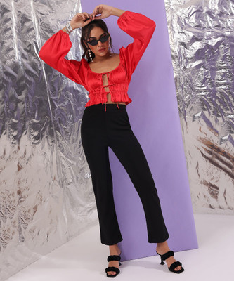 Raffaella Party Solid Women Red Top