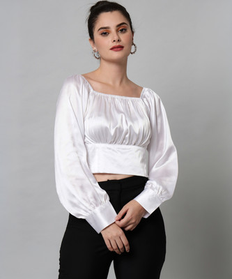 CULPI Party Solid Women White Top