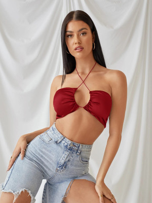 BECK Party Solid Women Maroon Top