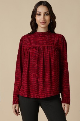 Allen Solly Formal Printed Women Maroon Top