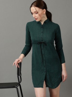 Showoff Casual Striped Women Green Top