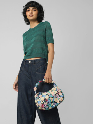 ONLY Party Self Design Women Green Top