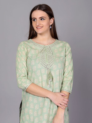JC4U Casual Embellished Women Green Top