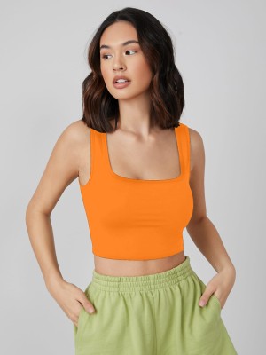 Aahwan Casual Solid Women Orange Top