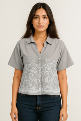 Auroenterprise Casual Printed Women Grey Top