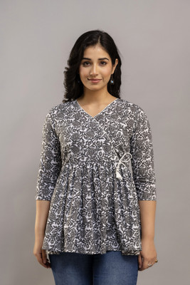 TEXTURIZE Party Printed Women Grey Top