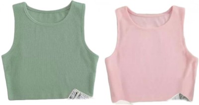 holdvalley Casual Solid Women Pink, Green Top