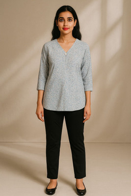 progreto Casual Tie & Dye Women Light Blue Top