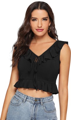 NEHDO FAB Party Self Design Women Black Top