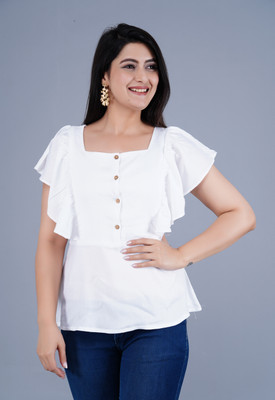 asifarheen Casual Solid Women White Top