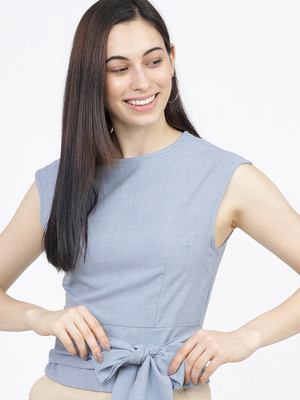 Tokyo Talkies Casual Solid Women Blue Top
