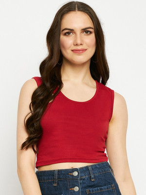 BRINNS Casual Solid Women Red Top