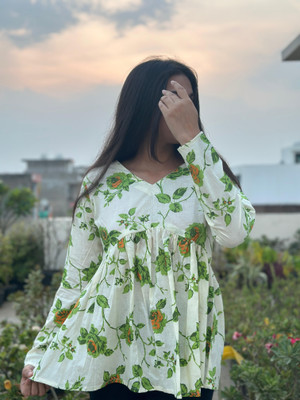 UT Venero Casual Printed Women Green, White Top