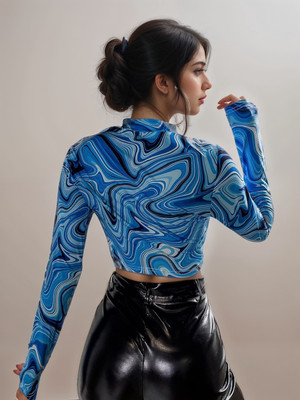 NiloBerry Party Printed Women Blue Top