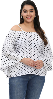 Kalakaari Casual Polka Print Women White Top