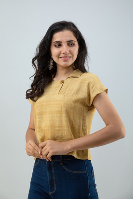 FLAMBOYANT Party Printed Women Beige Top