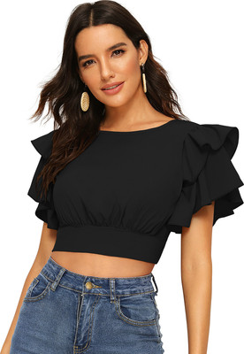 Dhruvil Impex Casual Solid Women Black Top