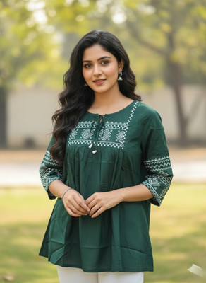 SIMRAN FASHION Casual Printed Women Yellow Top