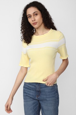 VAN HEUSEN Casual Color Block Women Yellow, White Top