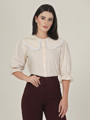 Style Quotient Formal Solid Women Beige Top