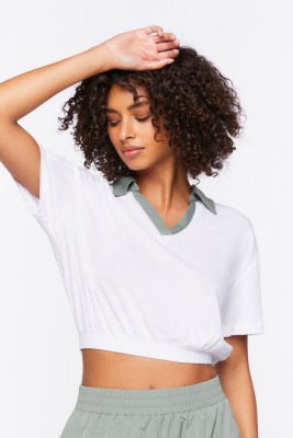 FOREVER 21 Casual Solid Women White Top