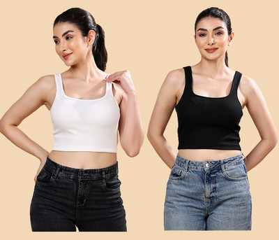 Moda Rapido Casual Solid Women White, Black Top