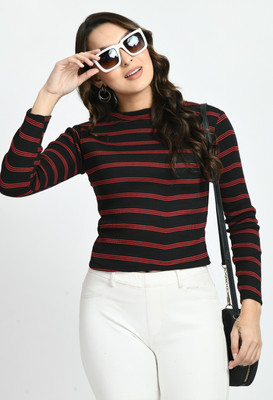 GLADLY Casual Solid Women Brown Top