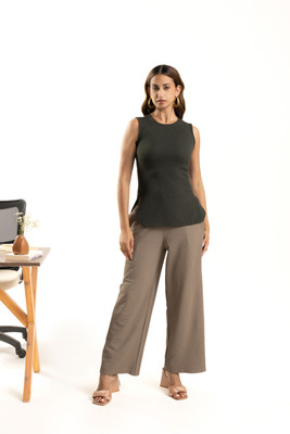 Komurr Casual Self Design Women Dark Green Top