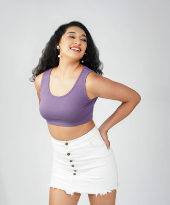Elibolz Casual Solid Women Purple Top