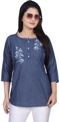 anmol fashion Casual Washed Women Blue Top