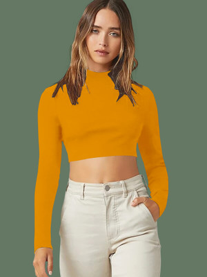 NAVYANKAA Casual Solid Women Yellow Top