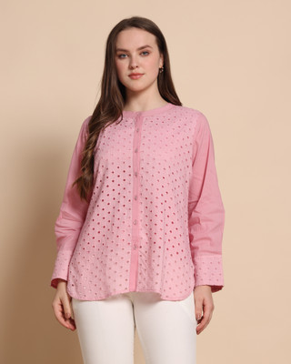 DRESOUL Beach Wear Self Design Women Pink Top