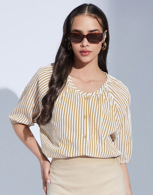 Selvia Casual Printed Women Beige, White Top