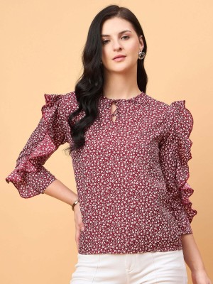 Neesh Casual Printed Women Maroon, White Top