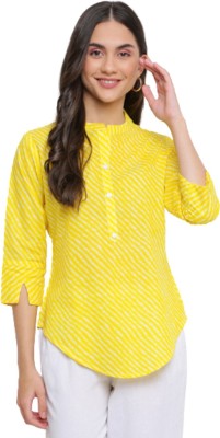 Indian Knots Casual Striped Women White, Yellow Top