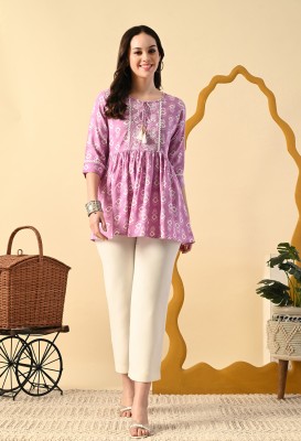 METAFAB Casual Printed Women Pink Top