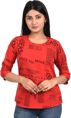 HouseOfCommon Casual Printed Women Red Top