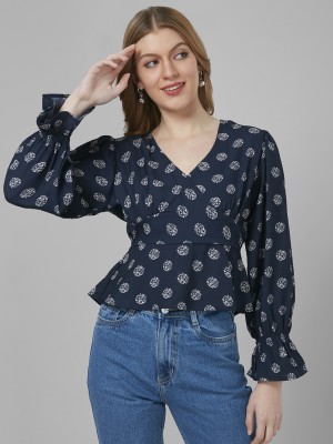 Style Quotient Casual Printed Women Blue Top