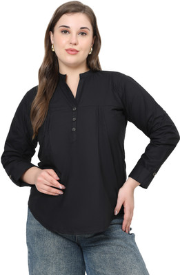 MASSIDESIGN Casual Solid Women Black Top