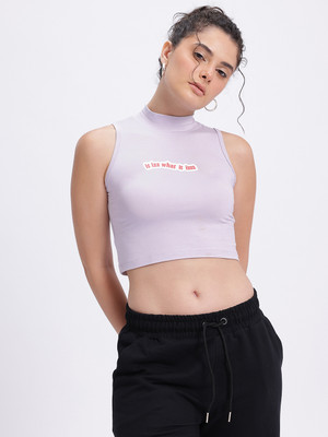 SZN Party Printed Women Purple Top