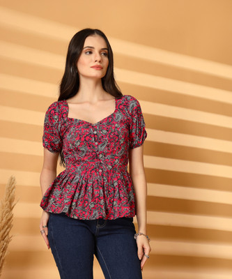 AAYU Casual Printed Women Pink Top